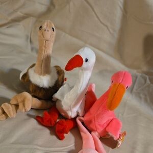 Ty Beanie Babies- Stretch, Pinky, & Stilts Plush